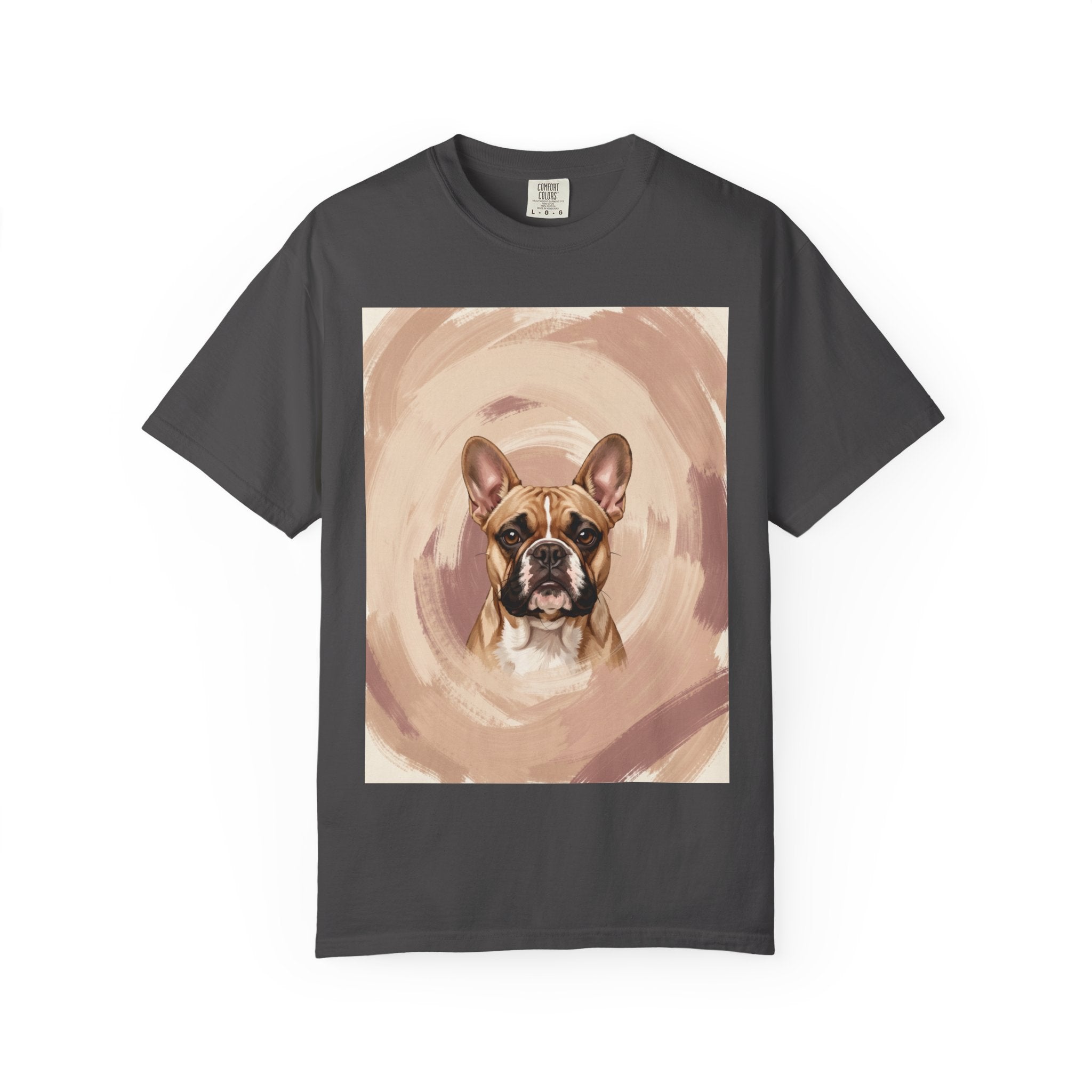 French Bulldog Portrait T-Shirt | Neutral Brushstroke Background