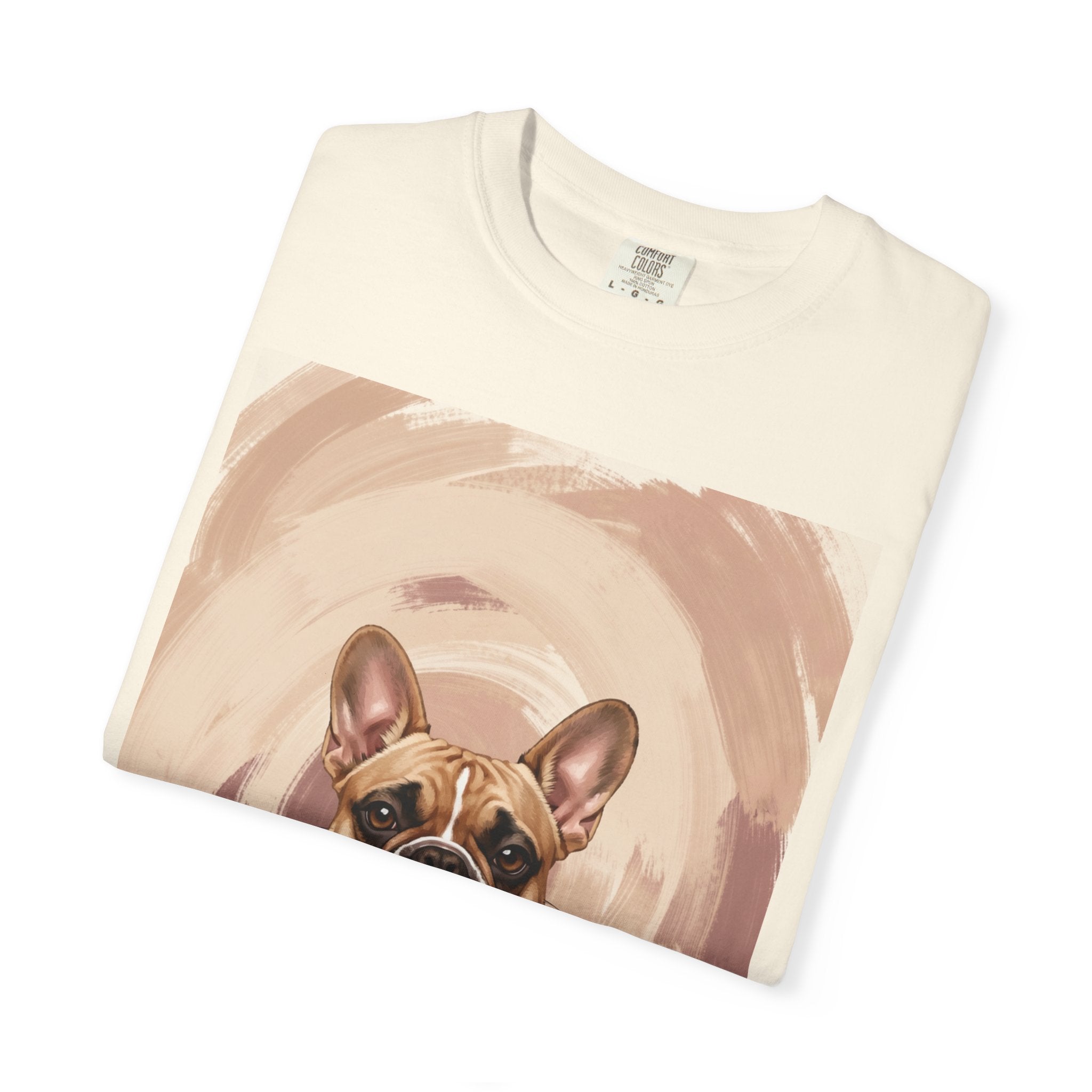 French Bulldog Portrait T-Shirt | Neutral Brushstroke Background