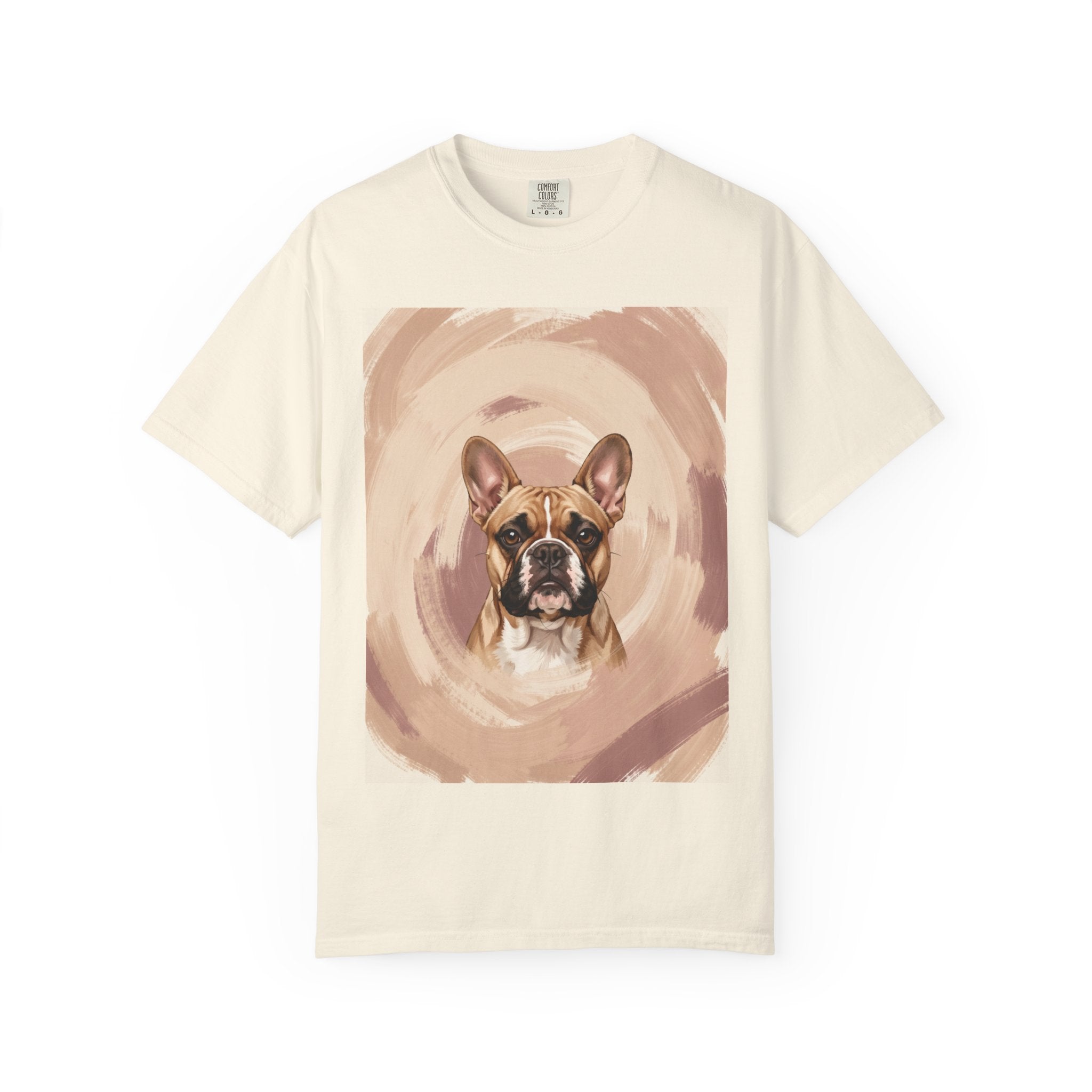 French Bulldog Portrait T-Shirt | Neutral Brushstroke Background