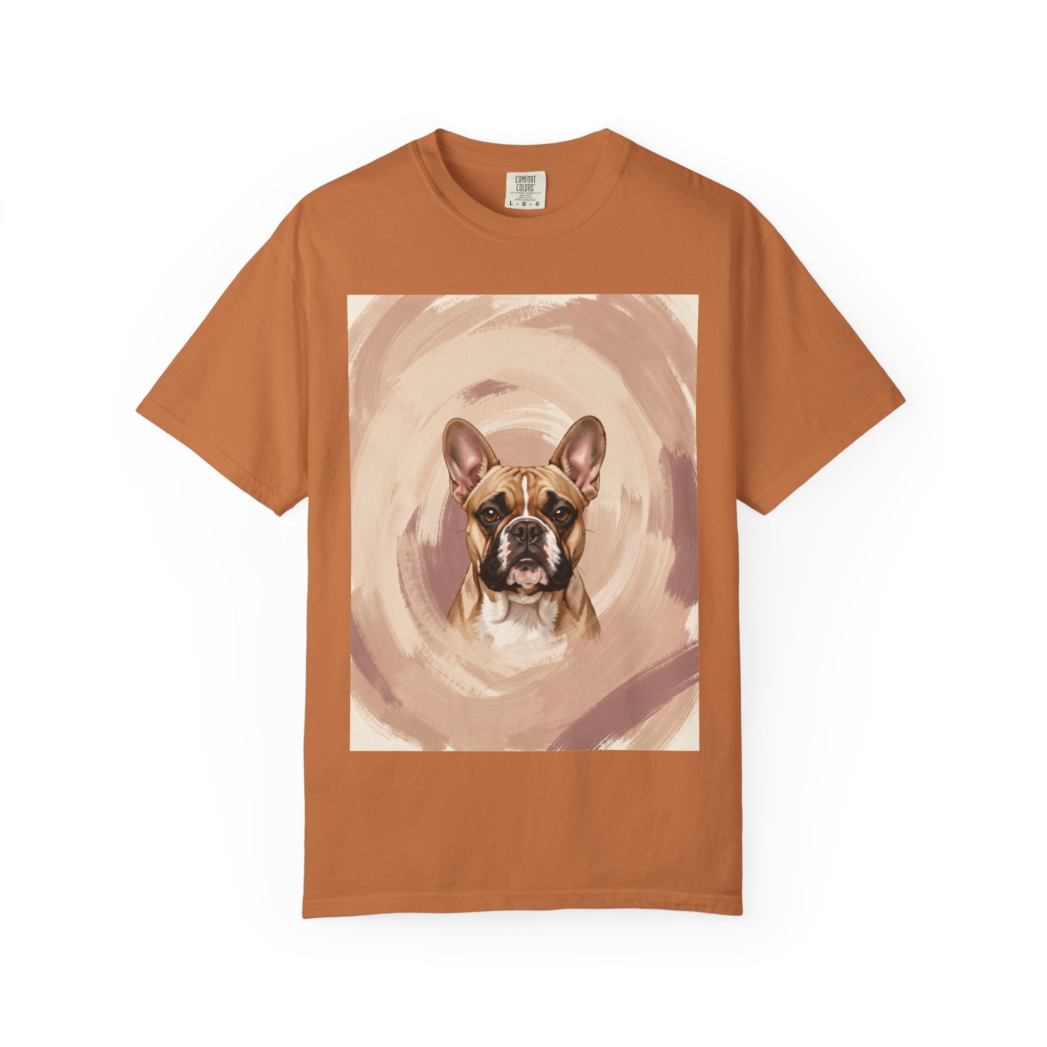 French Bulldog Portrait T-Shirt | Neutral Brushstroke Background